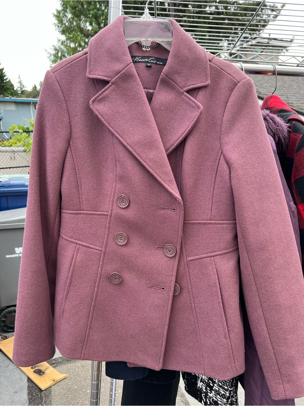 Kenneth Cole Dusty Mauve Double-Breasted Peacoat